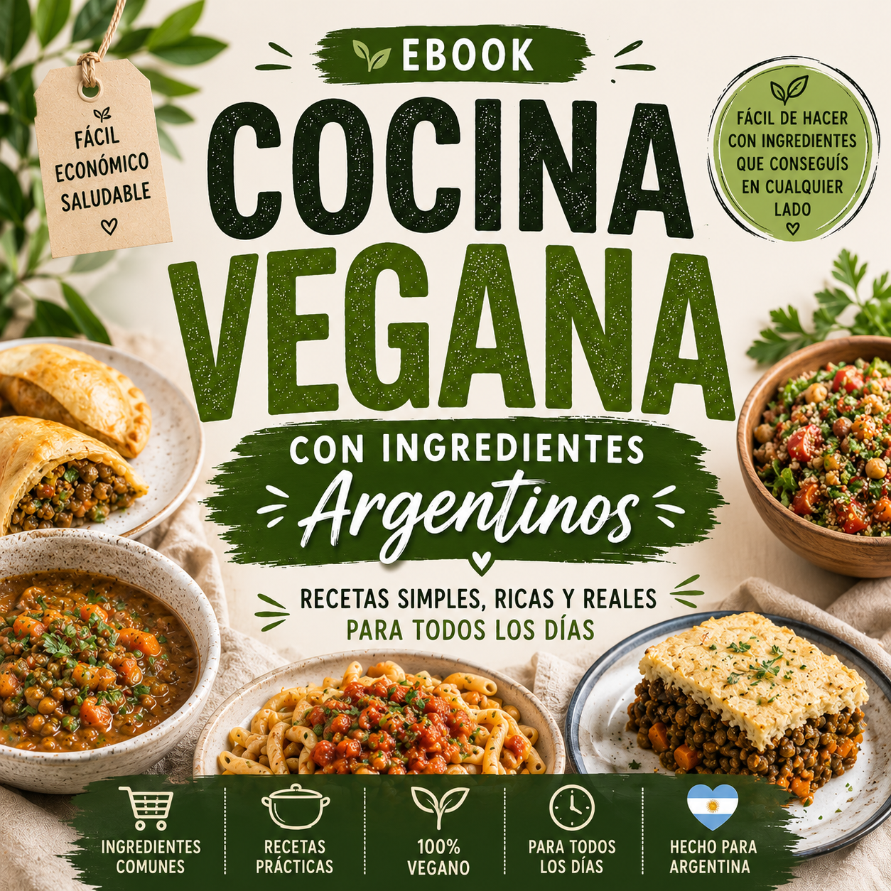 Cocina Vegana con Ingredientes Argentinos | Ebook de Recetas Simples y Caseras